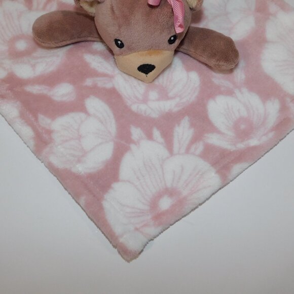 Lila & Jack Brown Mauve Teddy Bear w bow Floral Security Blanket Baby lovey nunu - Picture 5 of 7